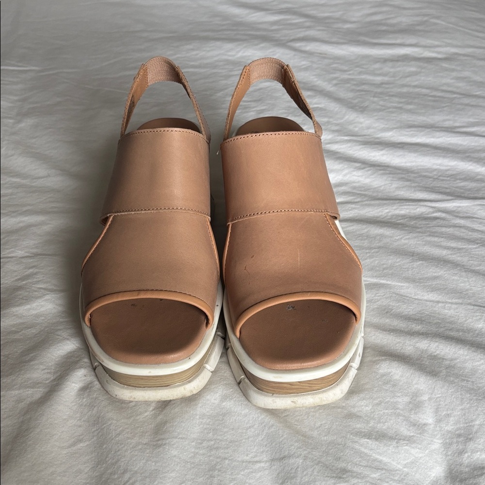 Sorel Nude/Tan Platform Slingback Sandals - Picture 2 of 8